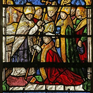 Window depicting Saint Remi being enthroned as Archbishop of Reims (stained glass)