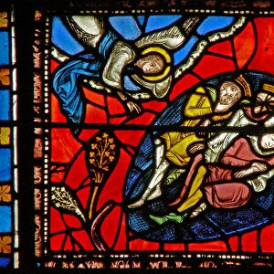 Window s2-C depicting the Magi are warned in a dream (stained glass)
