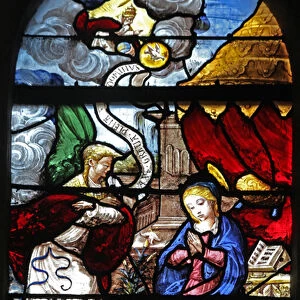 Window w16 depicting the Annunciation (stained glass)
