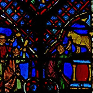 Window w2 the sraeites worship the Golden Calf (stained glass)
