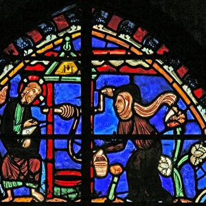Window w4 depicting Christ and the Samaritan Woman (stained glass)