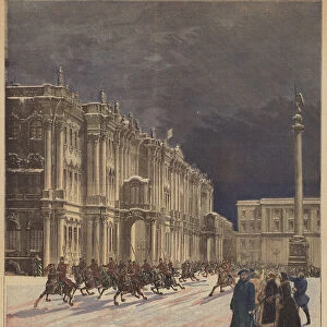 Winter Palace of the Czar at St Petersburg, Russia (colour litho)