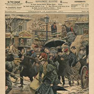 Winter in Paris, walking in the mud, illustration from Le Petit Journal