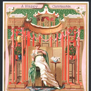Winter Roses - Victorian Christmas card (chromolitho)