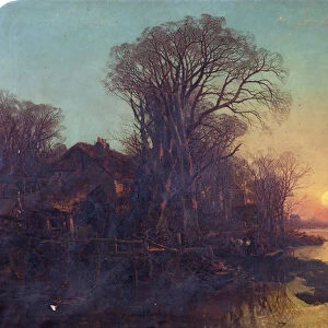 A Winter Sunset, 1852 (oil on canvas)