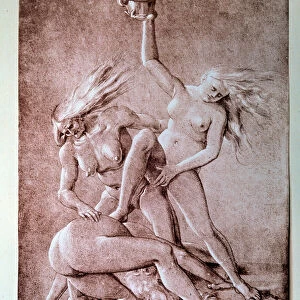 Three witches Drawing by Hans Baldung dit Grien (1484-1545), 15th century