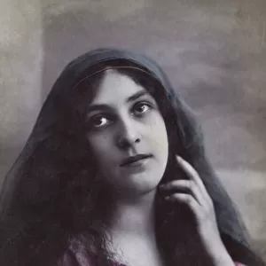 Woman in a headscarf (colour photo)