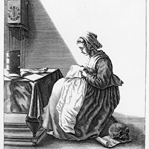 A Woman Making a Ruff, c. 1640-7 (engraving)