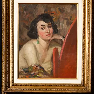 Woman at Mirror (oil on plywood)