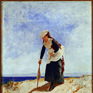 A Woman on the Sand (oil on canvas, 19th century)