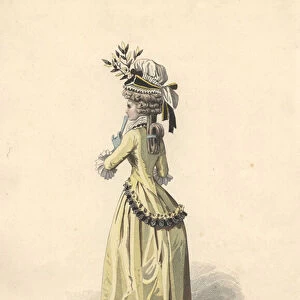 Woman in silk jacket and dress, era of Marie Antoinette