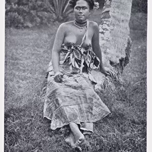 A Woman of the Tonga Islands (b / w photo)