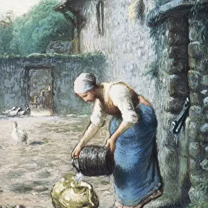 The Woman at the Well, c. 1866 (black chalk & pastel on paper laid down on canvas)