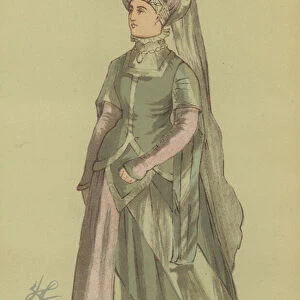 Womens costume of the reign of Henry VI, 15th Century (colour litho)
