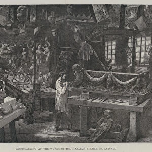 Wood-carving at the works of MM Mazaroz, Ribaillier, and Company (engraving)