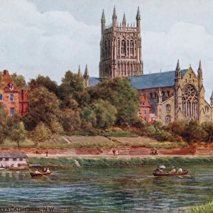 Worcester Cathedral, N W (colour litho)