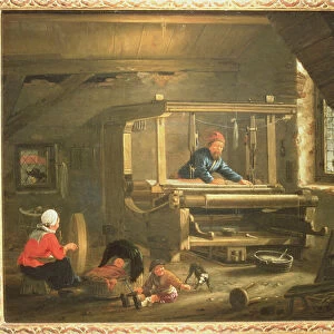 The Workshop of a Weaver, 1656 (oil on canvas)