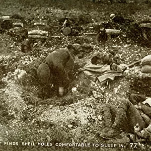 World War 1: British soldiers sleeping in shell holes