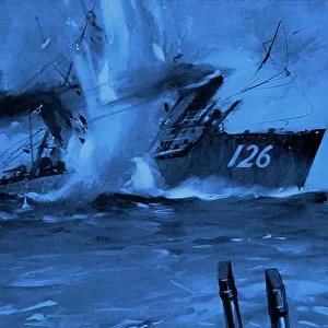 World War I- Submarine sinking a German Destroyer