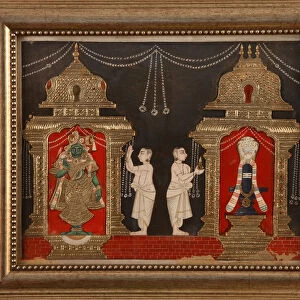 Worshipping Visnhu and Shiva in the form of Shivalingam, Tanjavore School