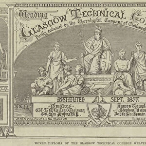 Woven Diploma of the Glasgow Technical College Weaving School (engraving)