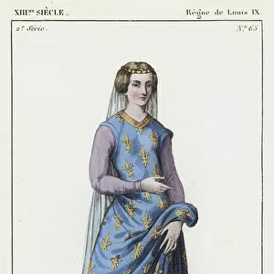 XIII Siecle, Regne de Louis IX, Blanche, Fille de Louis IX (coloured engraving)
