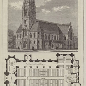 Yale College Memorial Chapel, Connecticut, Messrs Vaux, Withers, and Company, Architects (engraving)