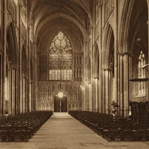 York: The Minster, Nave looking West (b / w photo)