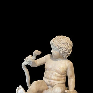 Young boy portrayed as Hercules choking the snakes (marble)