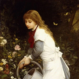 Young Girl in a Garden (oil on canvas)