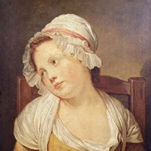 Young Girl in a White Bonnet (oil on canvas)