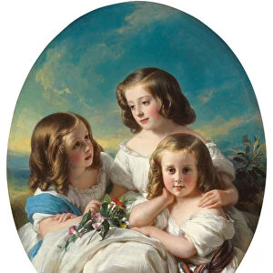Three Young Girls from the Chateaubourg Family, 1850 (oil on canvas)