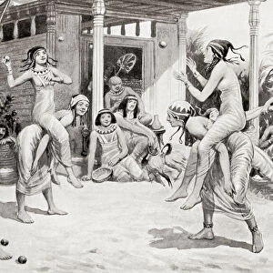 Young girls playing ball in the form of a dance in ancient Egypt, from Hutchinson s