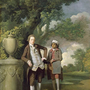 A Young Man with his Indian servant holding a portfolio (oil on canvas)