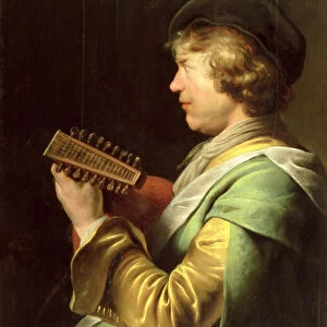 Young Man Playing the Lute (oil on panel)