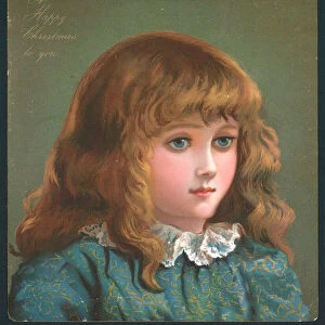 Young Thoughtful Girl, Christmas Card (chromolitho)