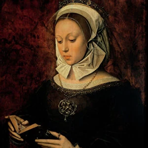 Young Woman Reading a Book of Hours (oil on panel)