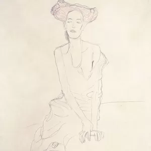 Young Woman, supporting herself with her Hands, 1908 (pencil on paper)