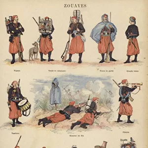 Zouaves of the French army (colour litho)