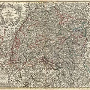 1740, Seutter Map of Swabia and Wirtenberg, Germany, topography, cartography, geography