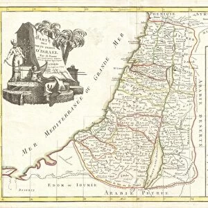 1770, Bonne Map of Israel showing the Twelve Tribes, Rigobert Bonne 1727 - 1794