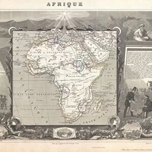 1847, Levasseur Map of Africa, topography, cartography, geography, land, illustration