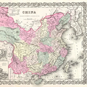1855, Colton Map of China, Taiwan, and Korea, topography, cartography, geography