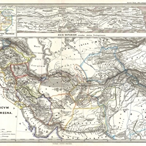 1865, Spruner Map of Persia in Antiquity, topography, cartography, geography, land