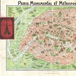 1920, Robelin Map of Paris, France, topography, cartography, geography, land, illustration