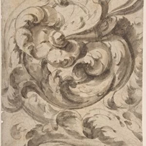 Acanthus Scroll 17th century Brush gray-brown wash
