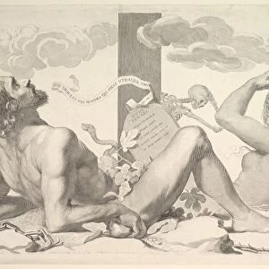 Adam Eve Foot Cross ca 1647 Engraving sheet 15 3 / 8 x 22 5 / 8
