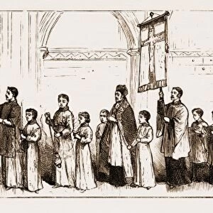 Advanced Ritual in the Church of England, Uk, 1881: a Procession at Evensong