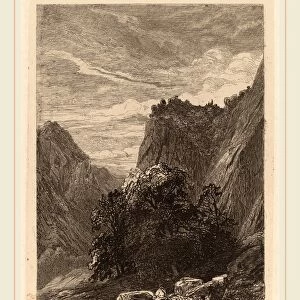 Alexandre Calame, Trees at the Foot of a Cliff, Swiss, 1810-1864, 1838, etching