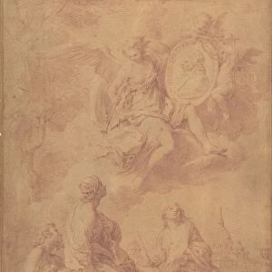 Allegory Honor Pope Benedict XIV ca 1745 Red chalk